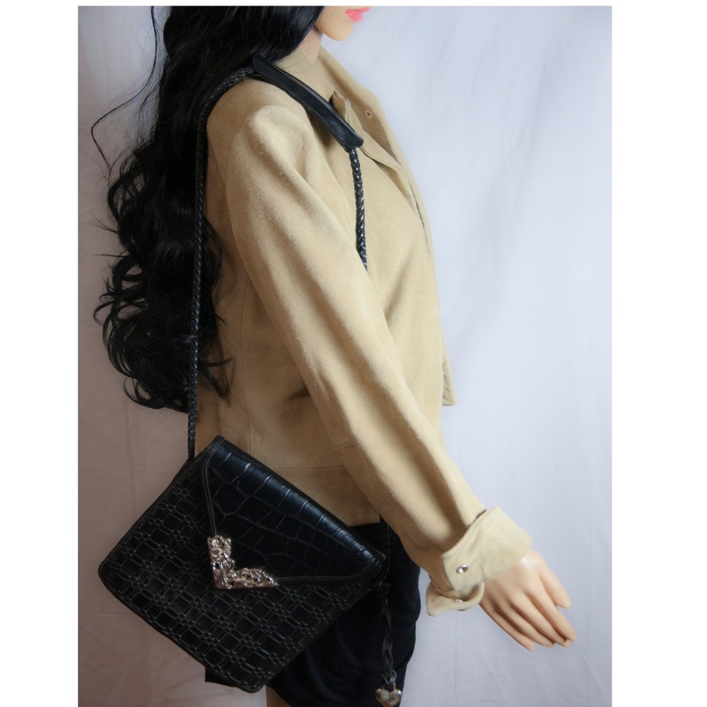 E Collection Floral Art Nouveau blk envelope purse